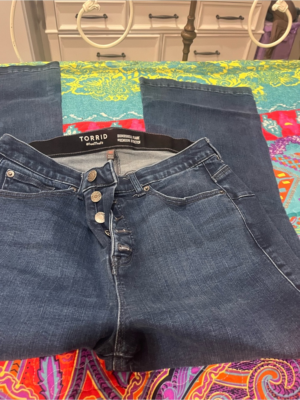 torrid Dark Blue Boot Cut Jeans with Button-Fly
